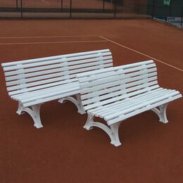 Strumenti Per Campi Da Tennis Tegra Tennisplatzsitzbank mit geschwungener Lehne, weiß, 1,5m